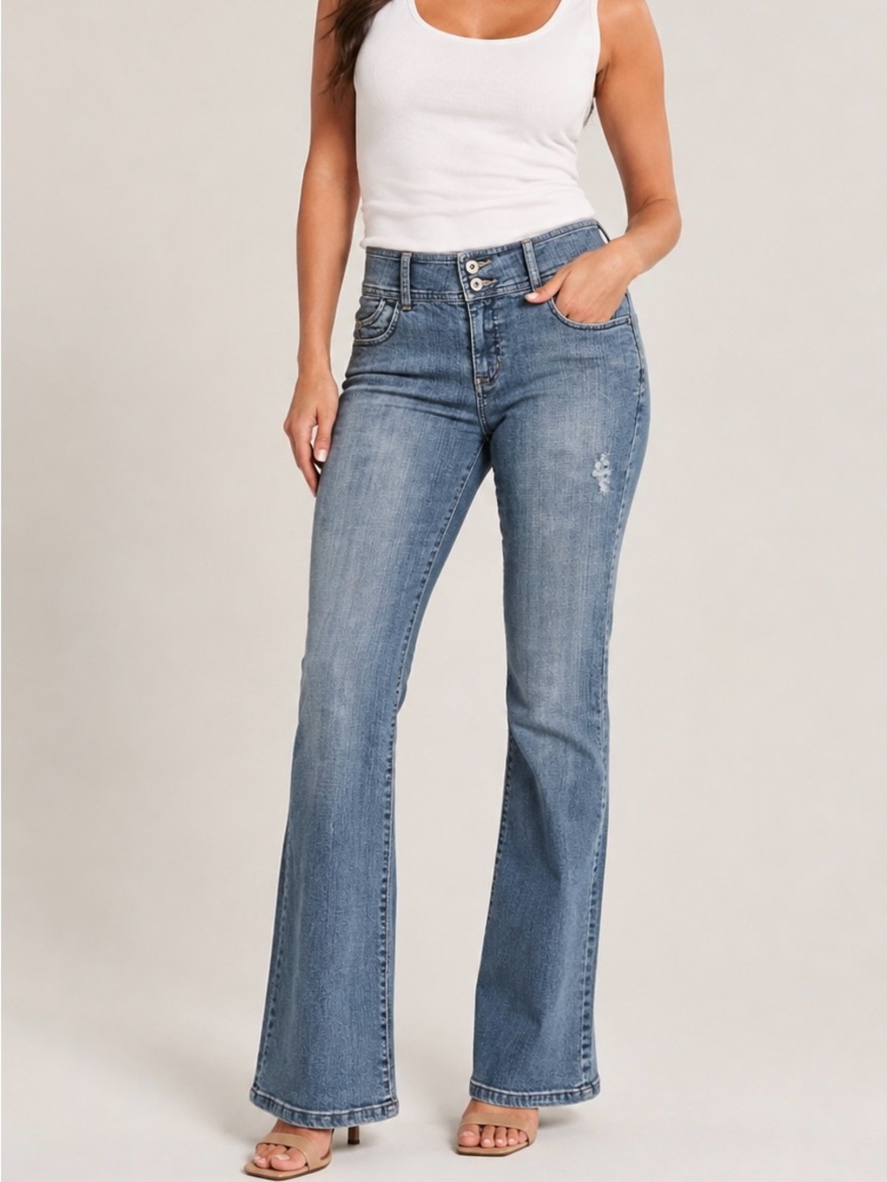Chico’s 0 (US 4) NWT Platinum Bootcut Mid Rise Jeans Stretch Distressed